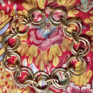 Gold-tone double-circle link necklace.